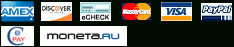 We accept: Amex, Discover, eCheck, Master Card, Visa, PayPal, Ctopay, MONETA.RU